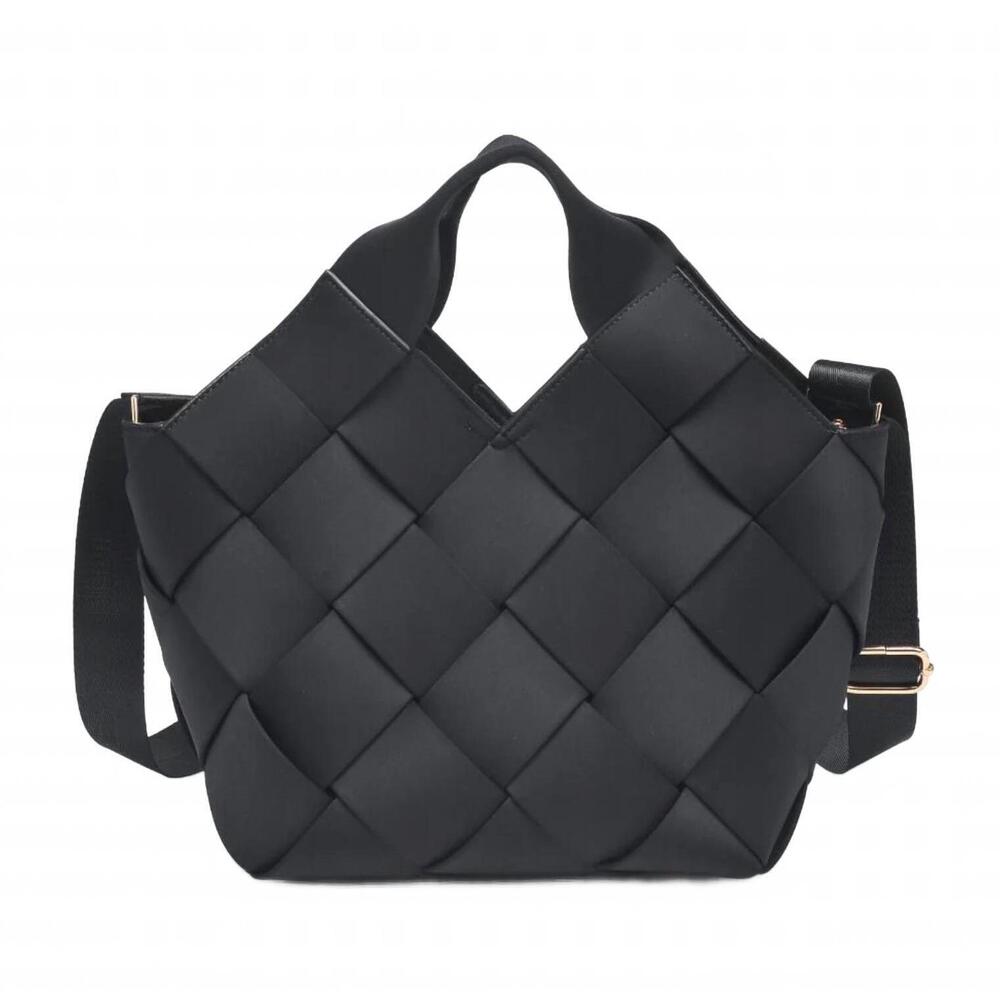 NEW SOL AND SELENE women's resilience woven neoprene tote in black